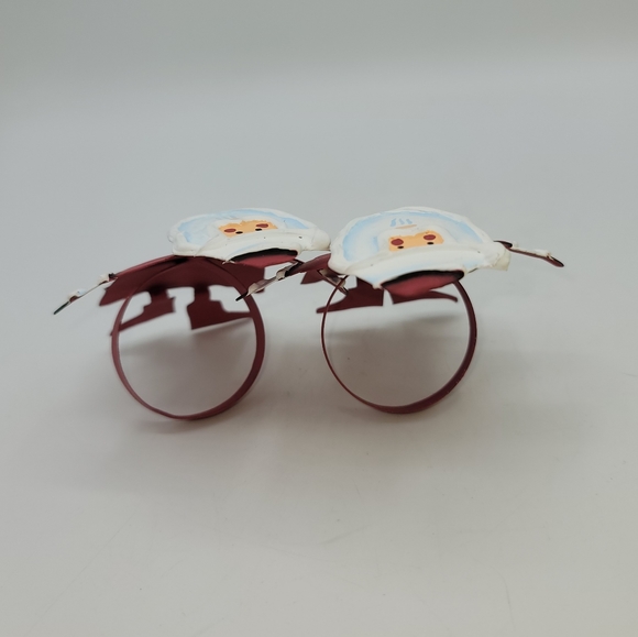 Hand Painted Santa Claus Napkin Rings | Set of 2 Artisan Christmas Table Decor - Picture 6 of 10